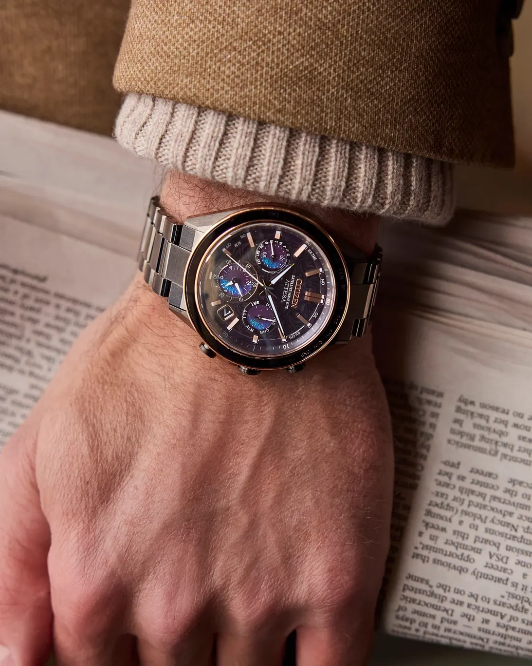 ATTESA Power of Purple Aurora Purple Dial Super Titanium Bracelet